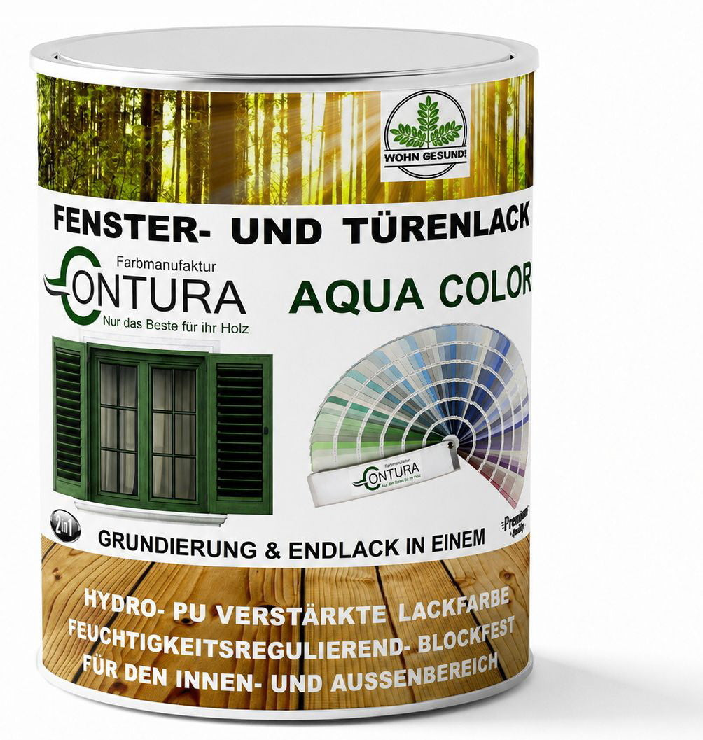Contura Fenster und Türenlack ++WUNSCHFARBTON++ RAL 2in1 mit Pinsel Möbellack Innen und Außen Holzlack