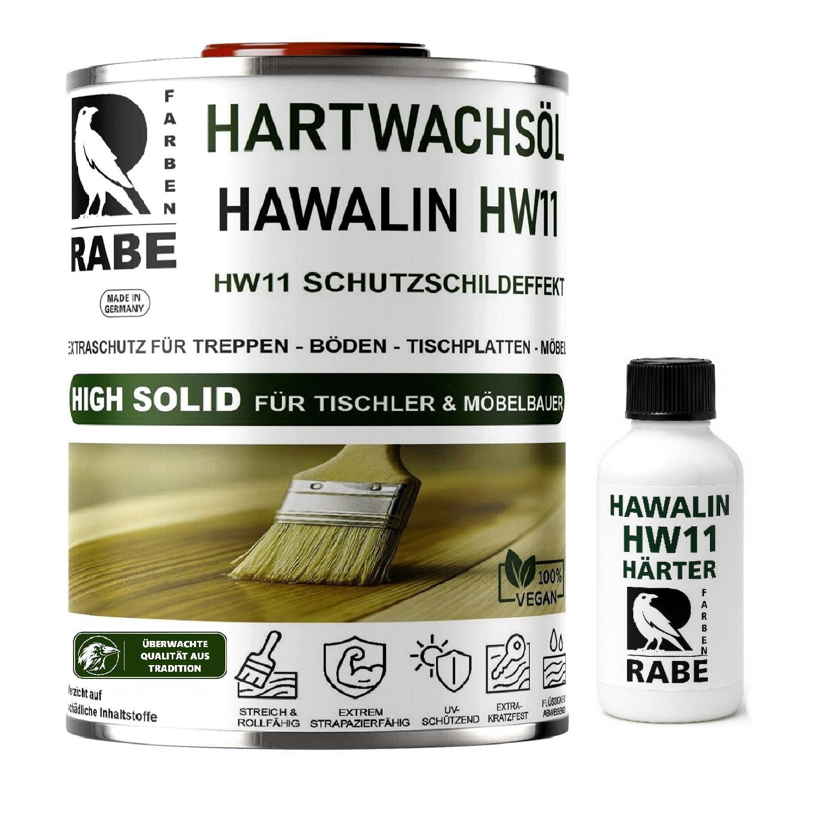 RABE - 2K Hartwachsöl mit Härter High Solid Leicht WEIß seidenmatt Parkett Möbel