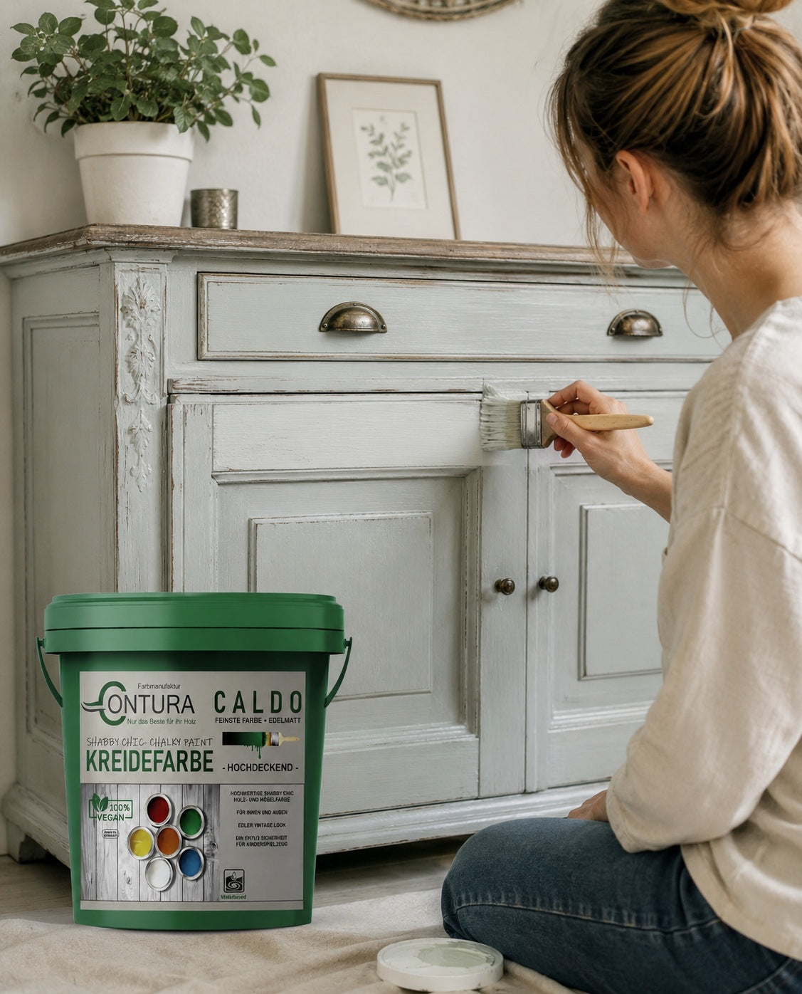 Contura Kreidefarbe Shabby Chic Möbellack Lack Möbel Farbe Holzlack Natur 250ml.