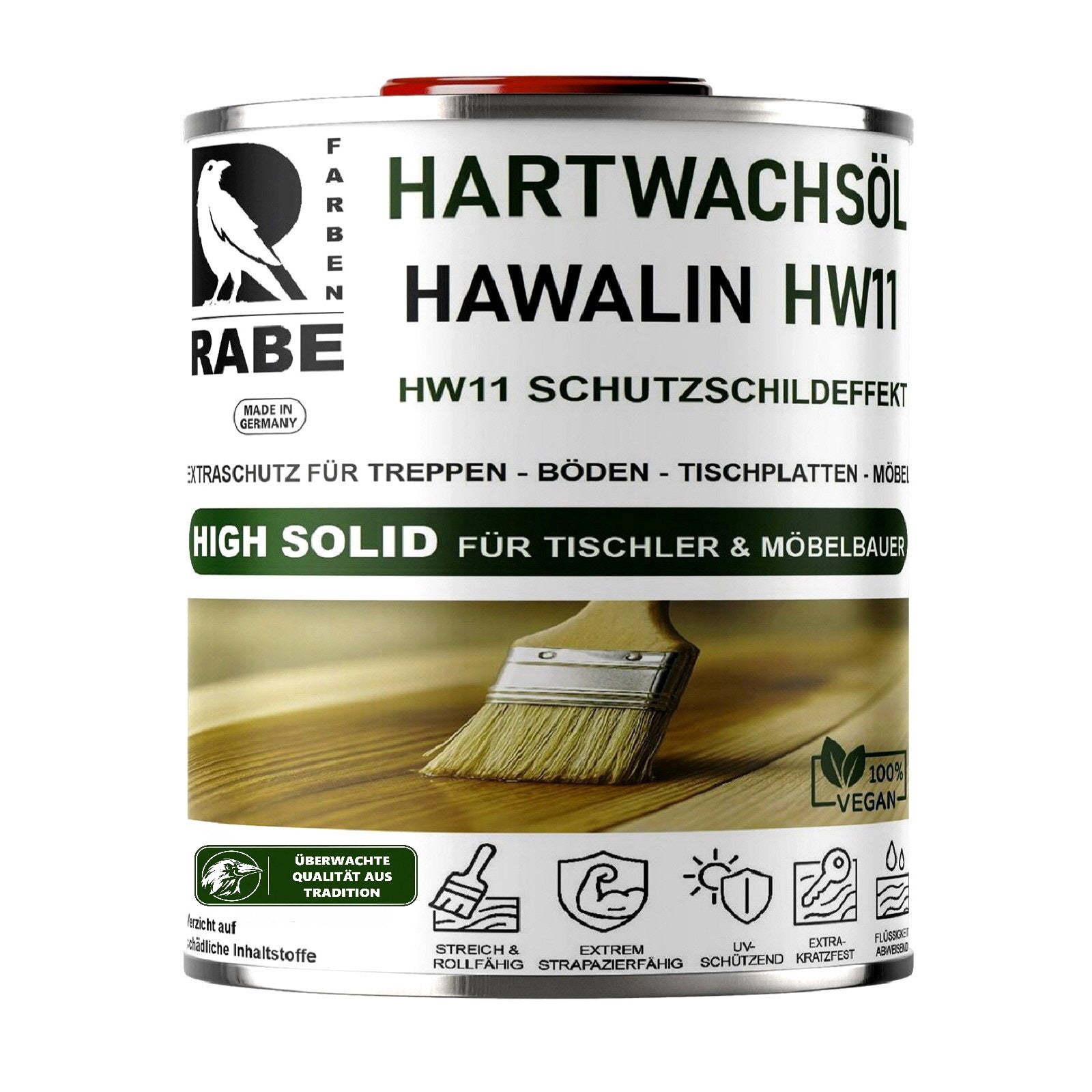 RABE Hartwachsöl High Solid Farblos seidenmatt geprüft Parkett Möbel Treppen Öl