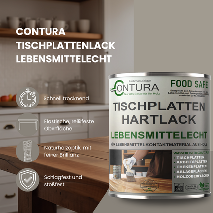 Contura Hartlack Tischplattenlack lebensmittelecht Klarlack Tischplatte Holzlack Lack - Farbmanufaktur Contura Berkemeier - Farbmanufaktur Contura Berkemeier