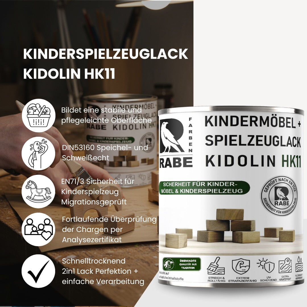 RABE Lack Kindermöbel Kinderspielzeug EN71/3 Klarlack Kindersicher speichelecht