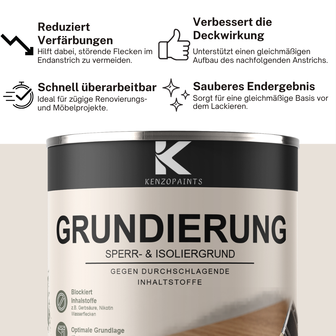Kenzopaints Grundierung Sperrgrund Isoliergrund für Holz, MDF & Möbel