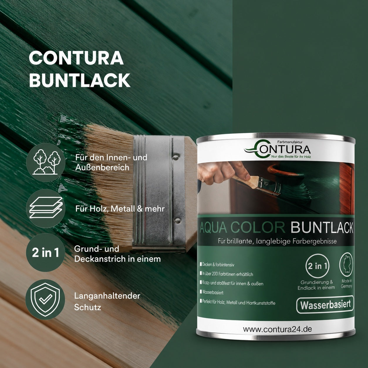 Contura Buntlack ++Wunschfarbton++ Holzlack Möbellack Innen und Außen Metallack Lackfarbe