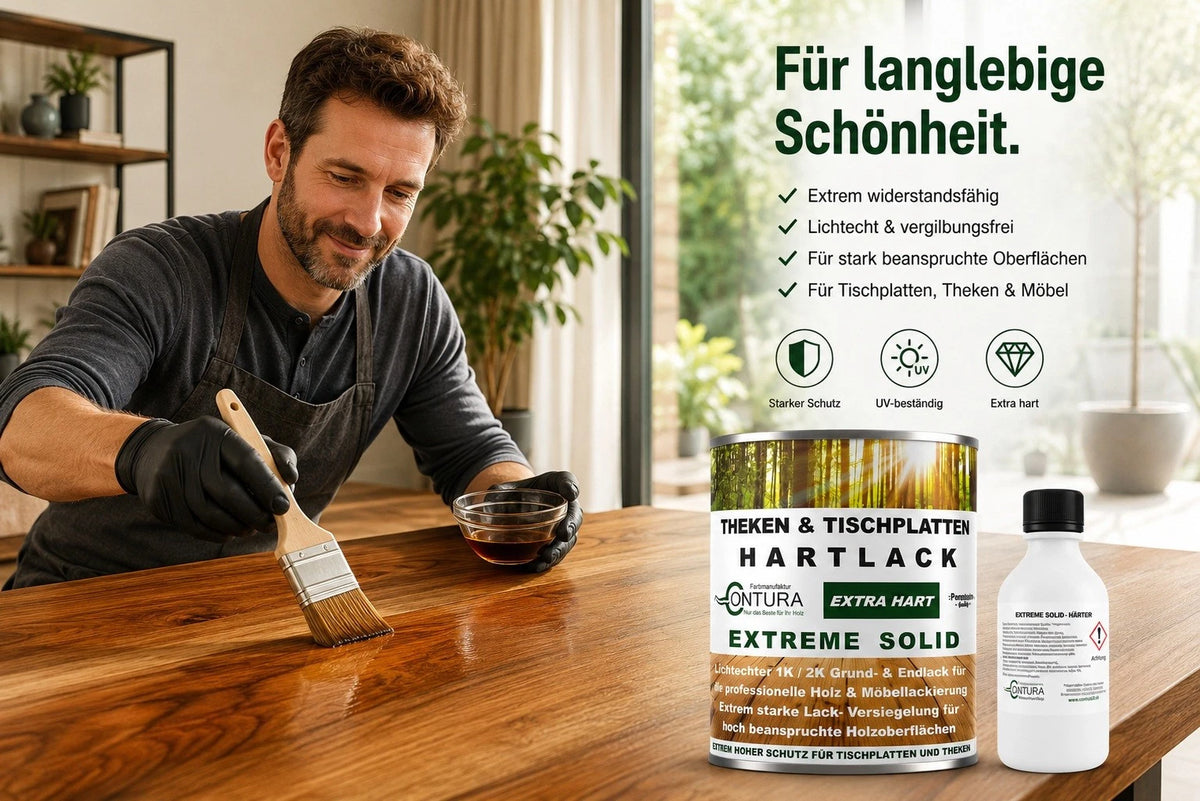 Contura 2K- Hartlack Thekenlack -Seidenmatt- Tischplattenlack Klarlack Set
