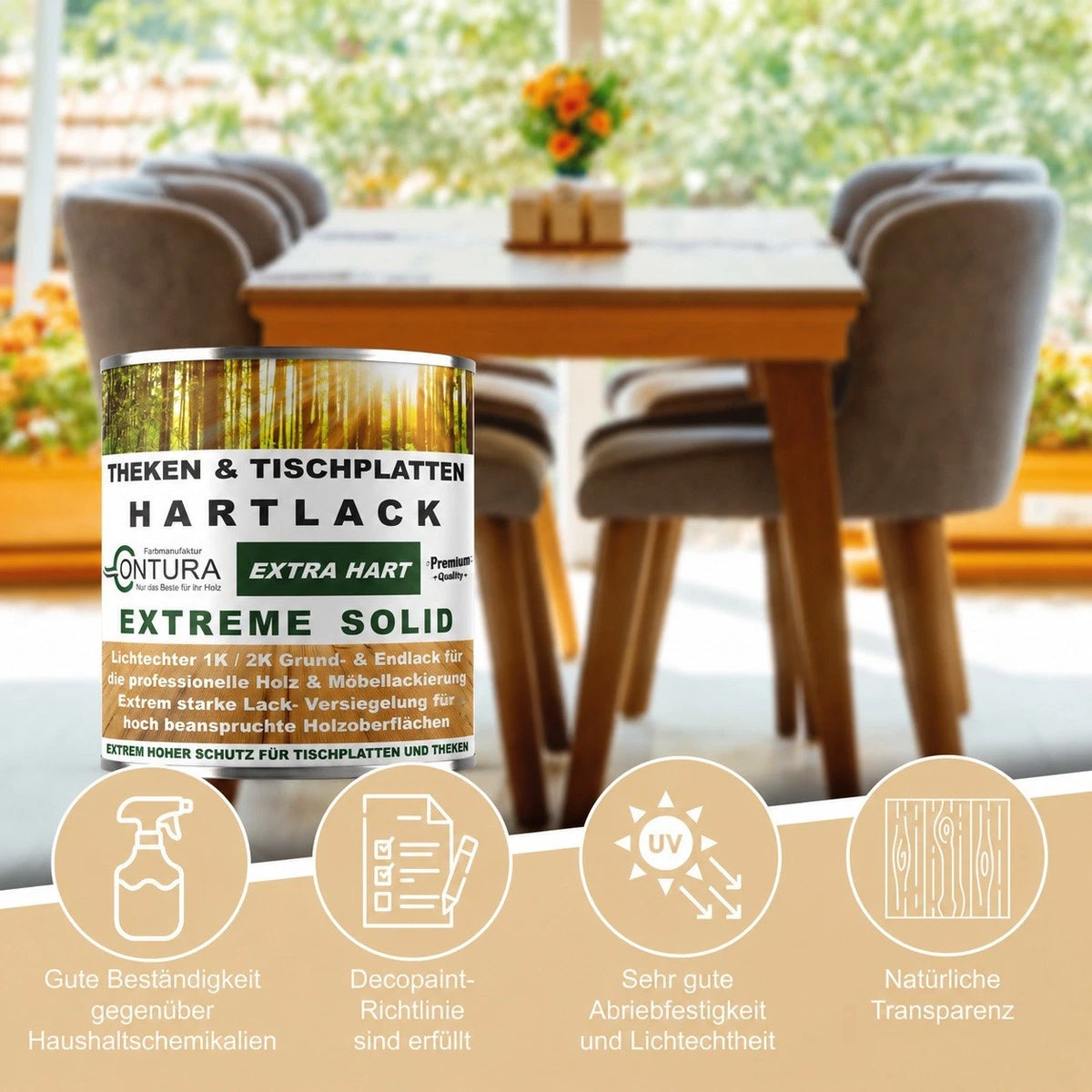 Contura 2K- Hartlack Thekenlack -Matt- Tischplattenlack Klarlack Set