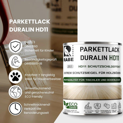 RABE Parkettlack Treppenlack Duralin HD11 Klarlack Hochleistungs Lack 2in1 für Holzboden - Farbmanufaktur Contura Berkemeier - Farbmanufaktur Contura Berkemeier