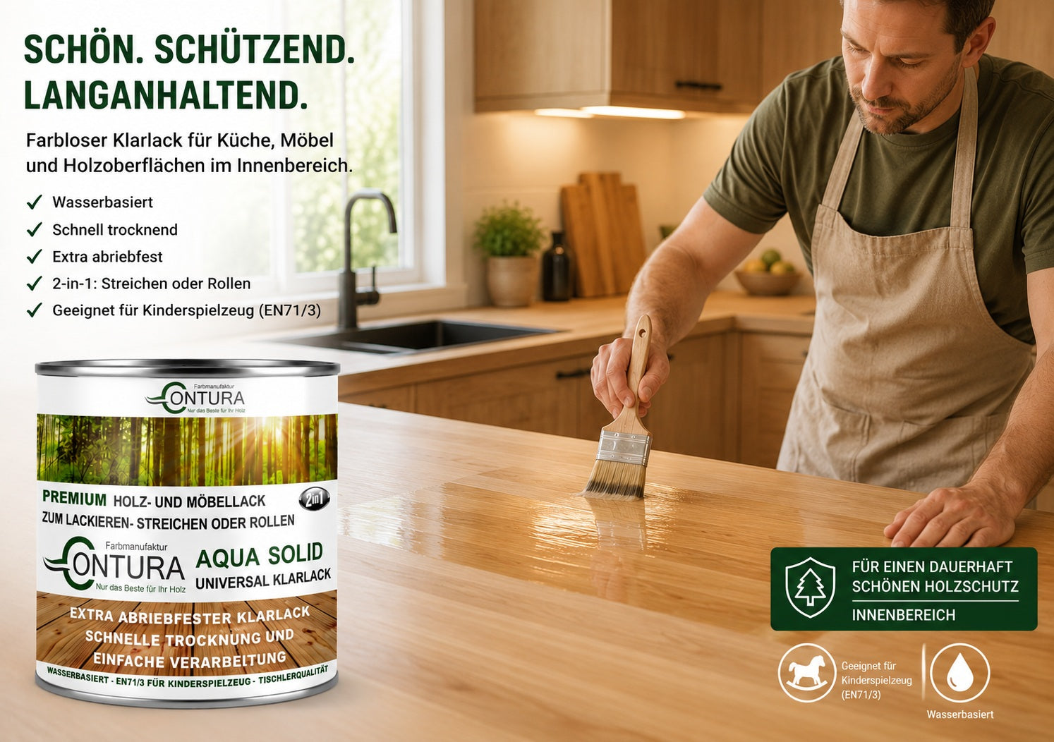 Contura Möbellack 2in1 Holzlack farblos Universallack Holz Lack Klarlack Grundierung