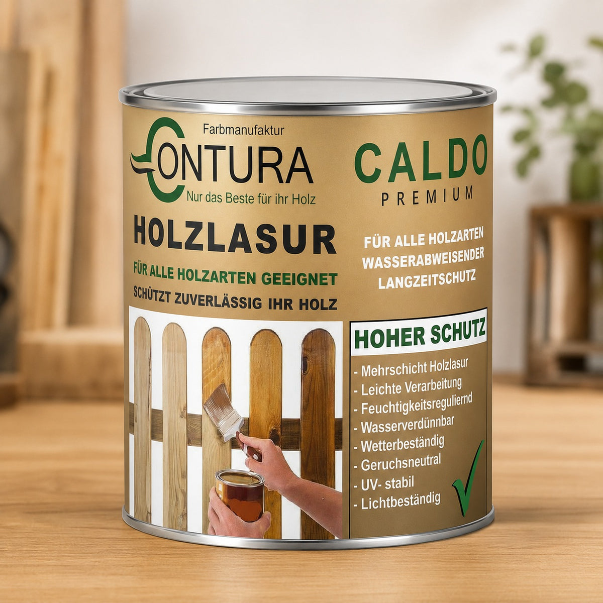 Holzlasur Dickschichtlasur Set + Pinsel 2in1 Dauerschutzlasur Holzschutz Lasur