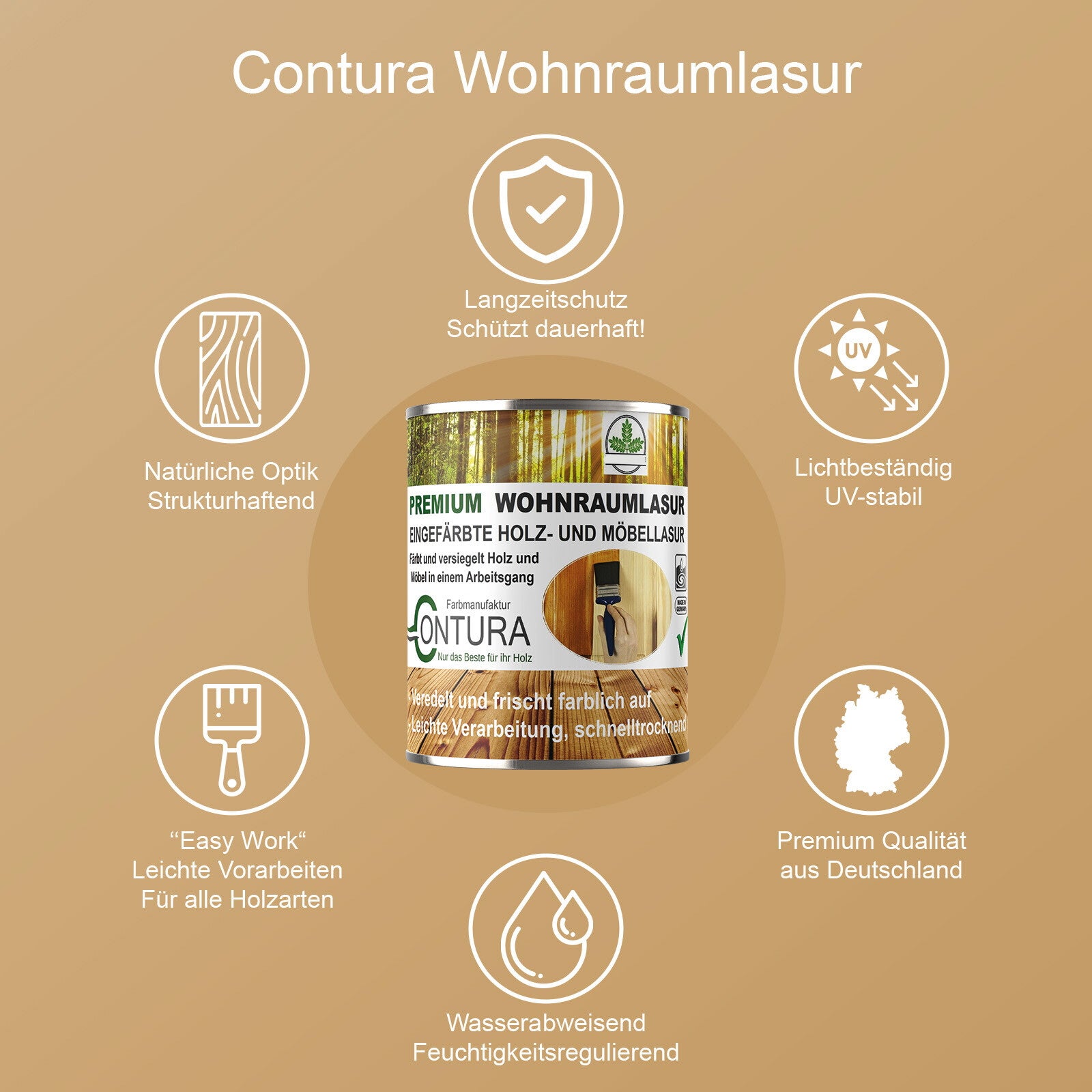 Contura Wohnraumlasur Holzfarbe Möbellasur Lackbeize Möbellack Lacklasur Innenlasur Holzlack