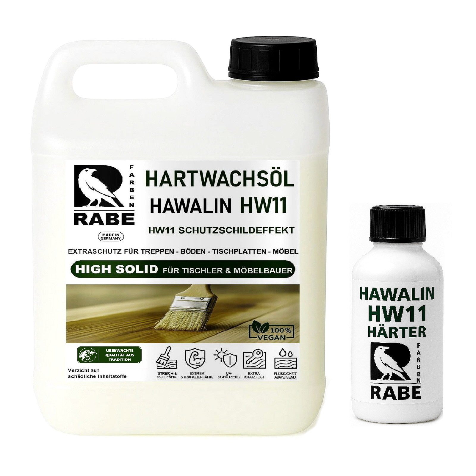 RABE - 2K Hartwachsöl mit Härter High Solid Leicht WEIß seidenmatt Parkett Möbel