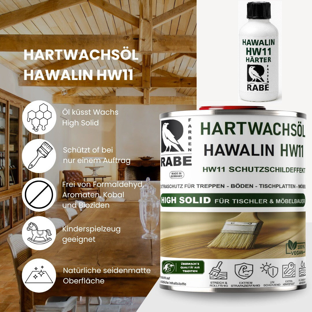 RABE - 2K Hartwachsöl mit Härter High Solid Leicht WEIß seidenmatt Parkett Möbel