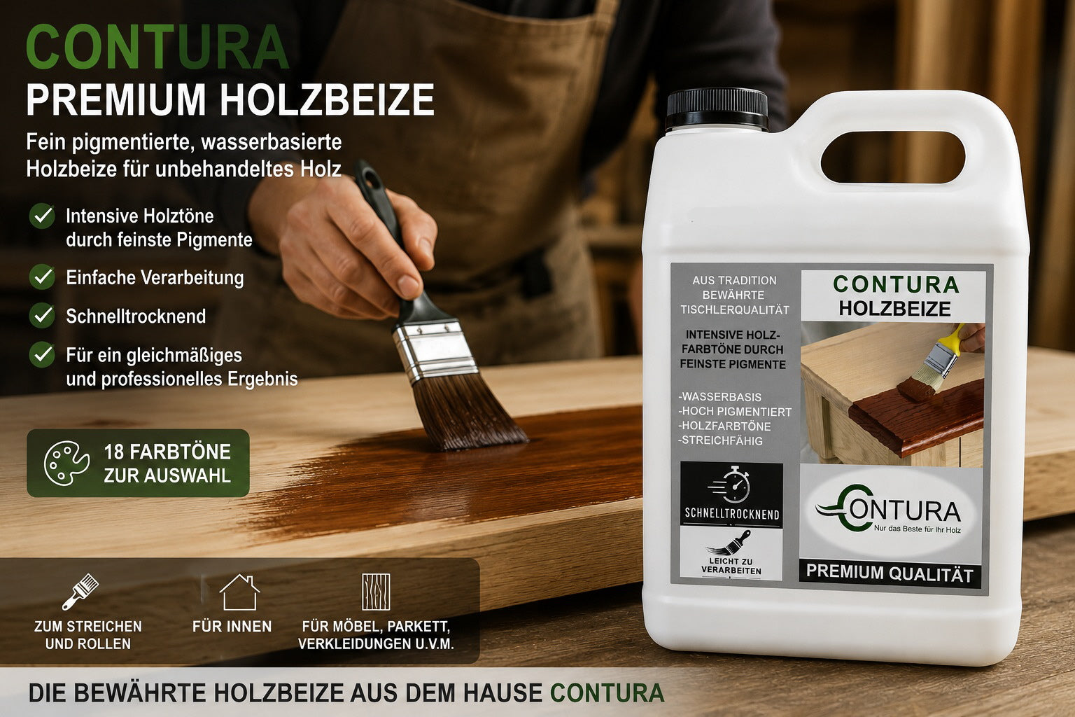 XL - Contura Holzbeize Wasserbeize Möbel Farbe 5L/10L/20L Beize