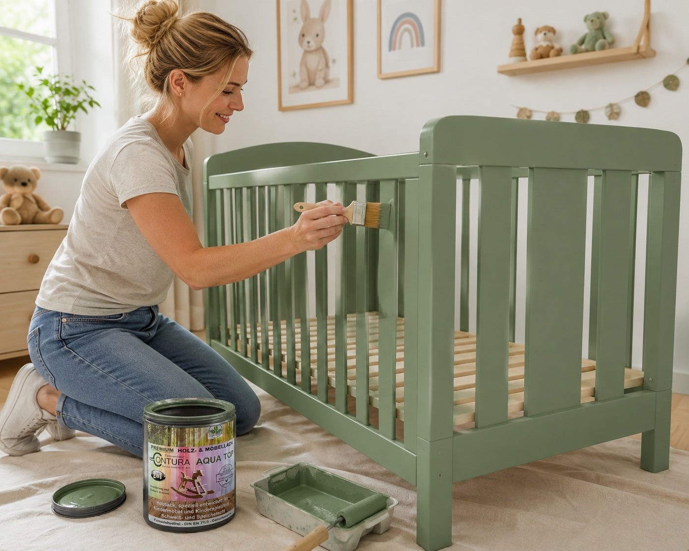 750ml. Möbellack Lack für Kinderspielzeug +32 Farbtöne DIN EN71/3 Kindermöbel Holzlack Kinderzimmer