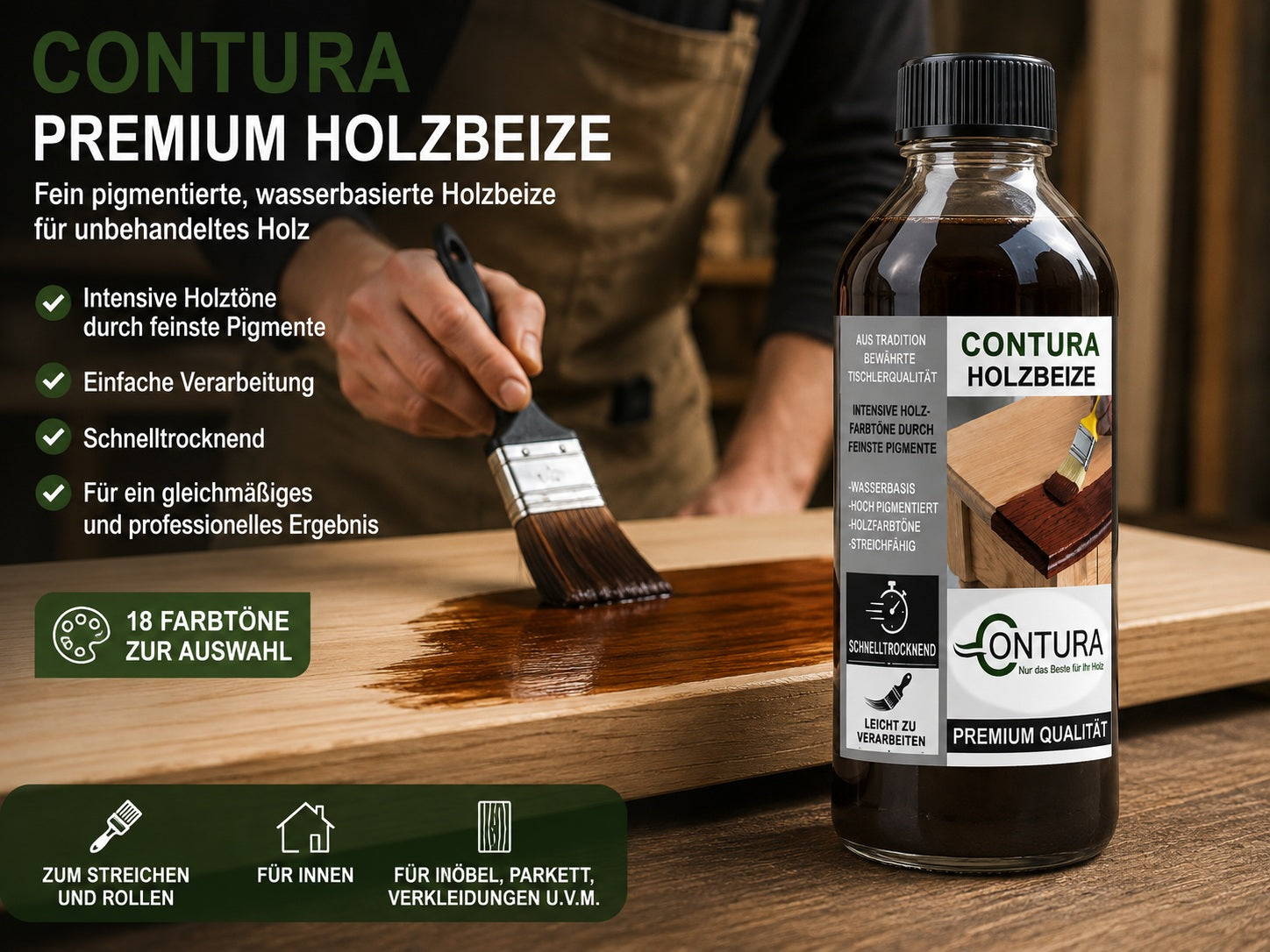 XL - Contura Holzbeize Wasserbeize Möbel Farbe 5L/10L/20L Beize