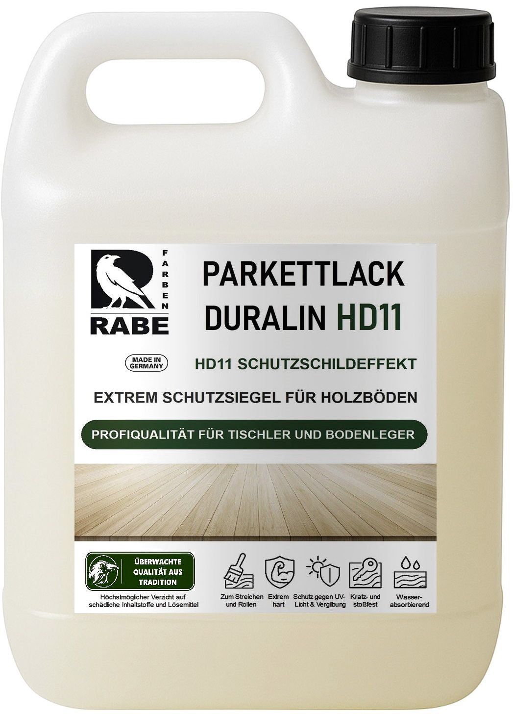 RABE Parkettlack Treppenlack Duralin HD11 Klarlack Hochleistungs Lack 2in1 für Holzboden