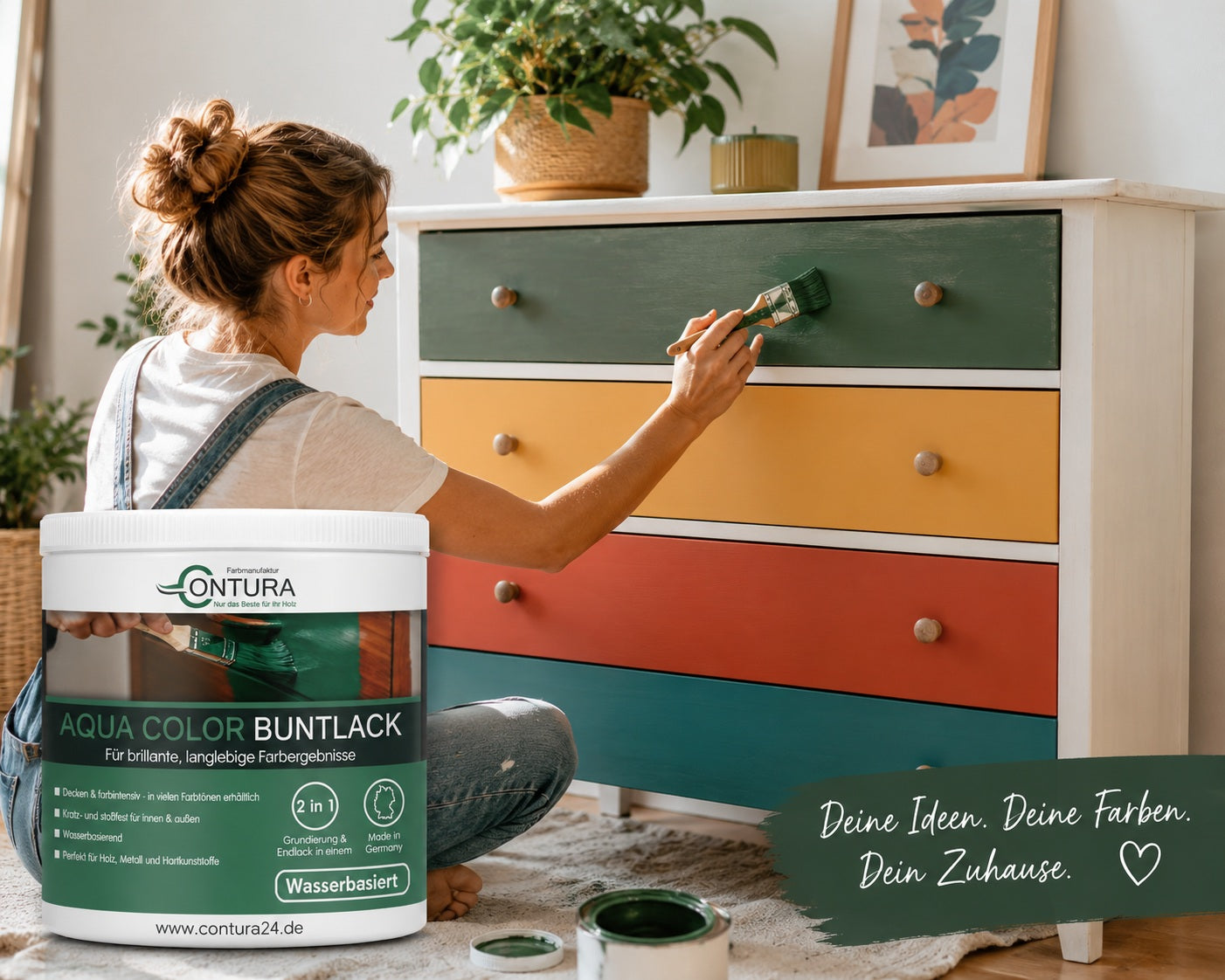 Contura 2 Liter Buntlack Lackfarbe Lack Außen Innen Holz Metall Farbe Holzlack Möbellack