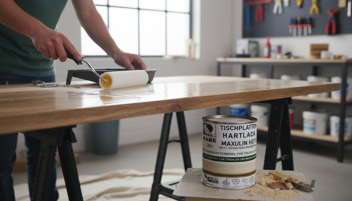RABE 2K Hartlack für Tischplatten Thekenlack Gastronomie Möbel Holz lack farblos - Farbmanufaktur Contura Berkemeier - Farben Rabe
