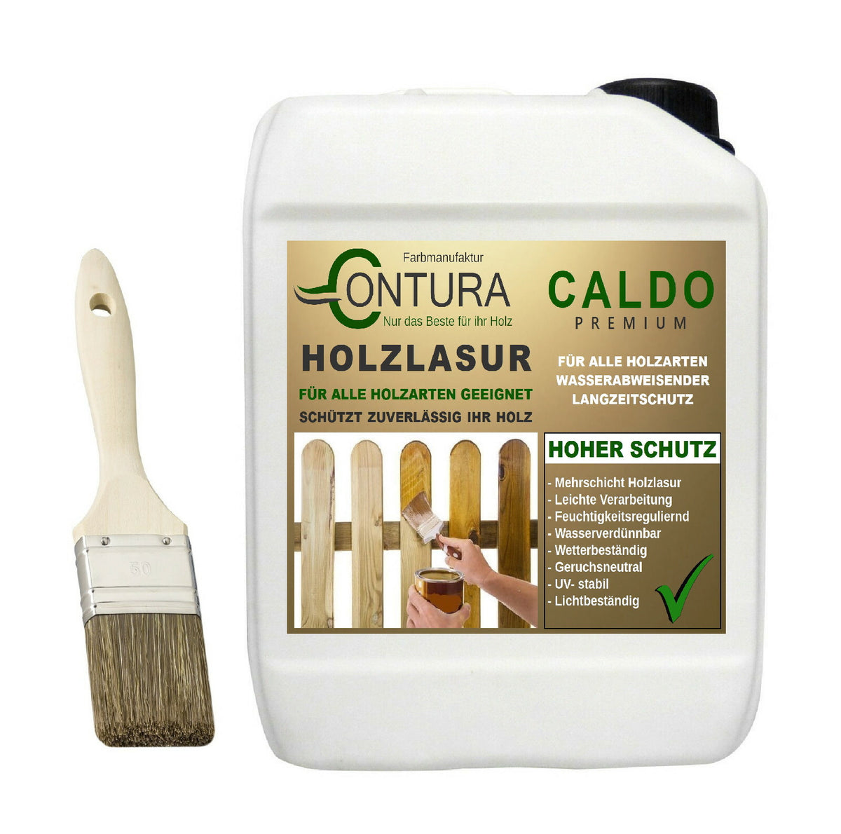 Holzlasur Dickschichtlasur Set + Pinsel 2in1 Dauerschutzlasur Holzschutz Lasur
