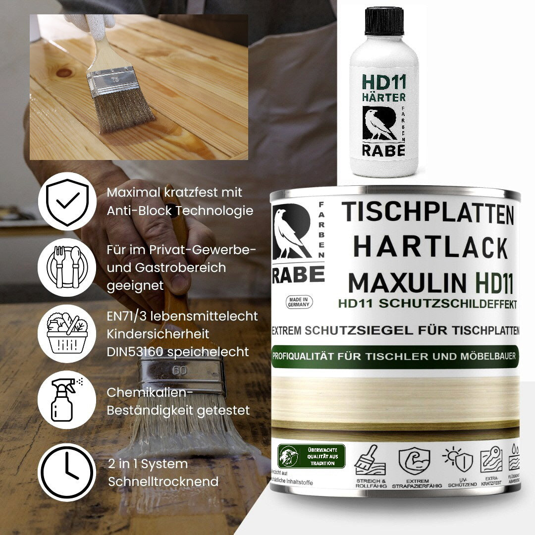 RABE 2K Hartlack für Tischplatten Thekenlack Gastronomie Möbel Holz lack farblos