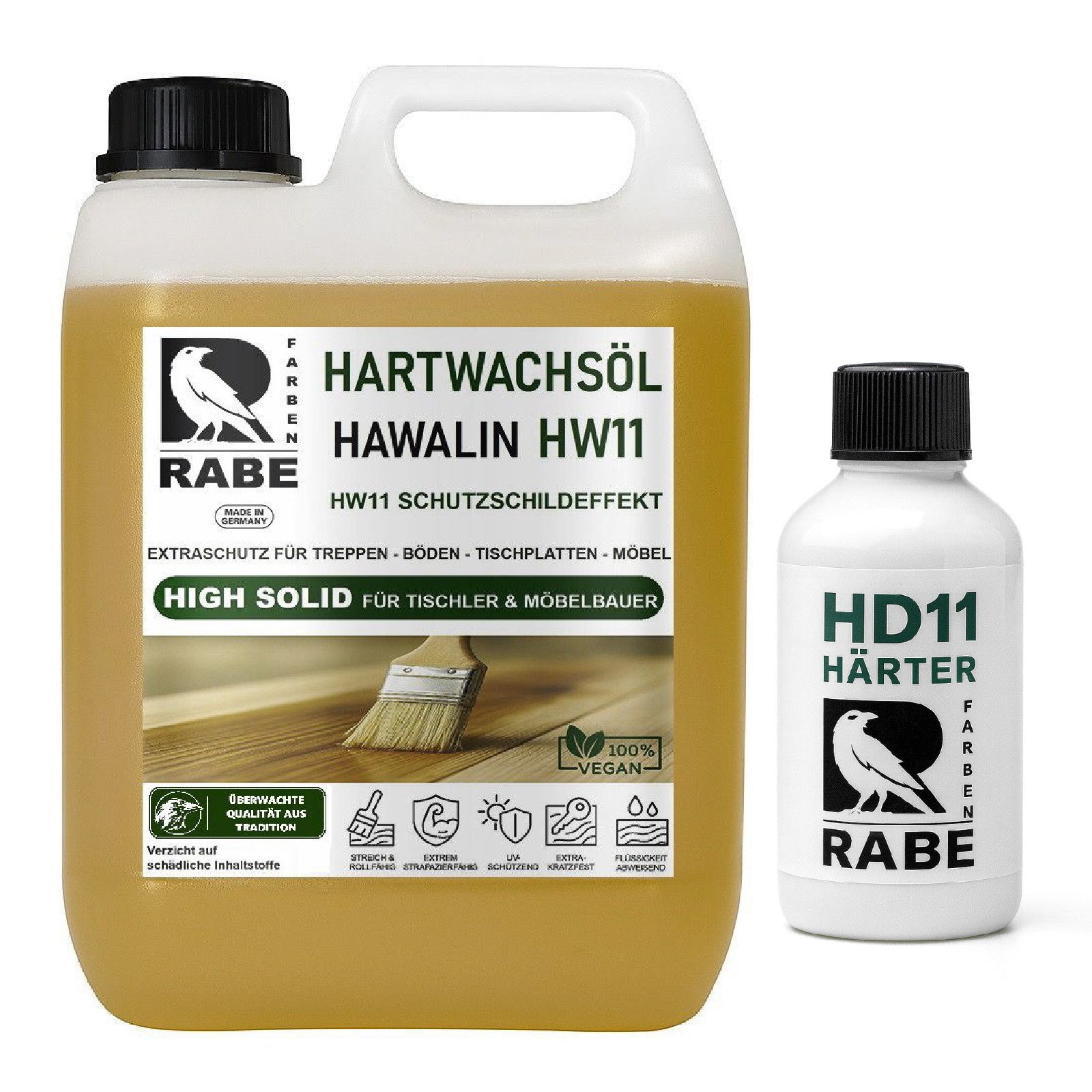 RABE - 2K Hartwachsöl mit Härter High Solid Farblos seidenmatt Parkett Möbel Öl