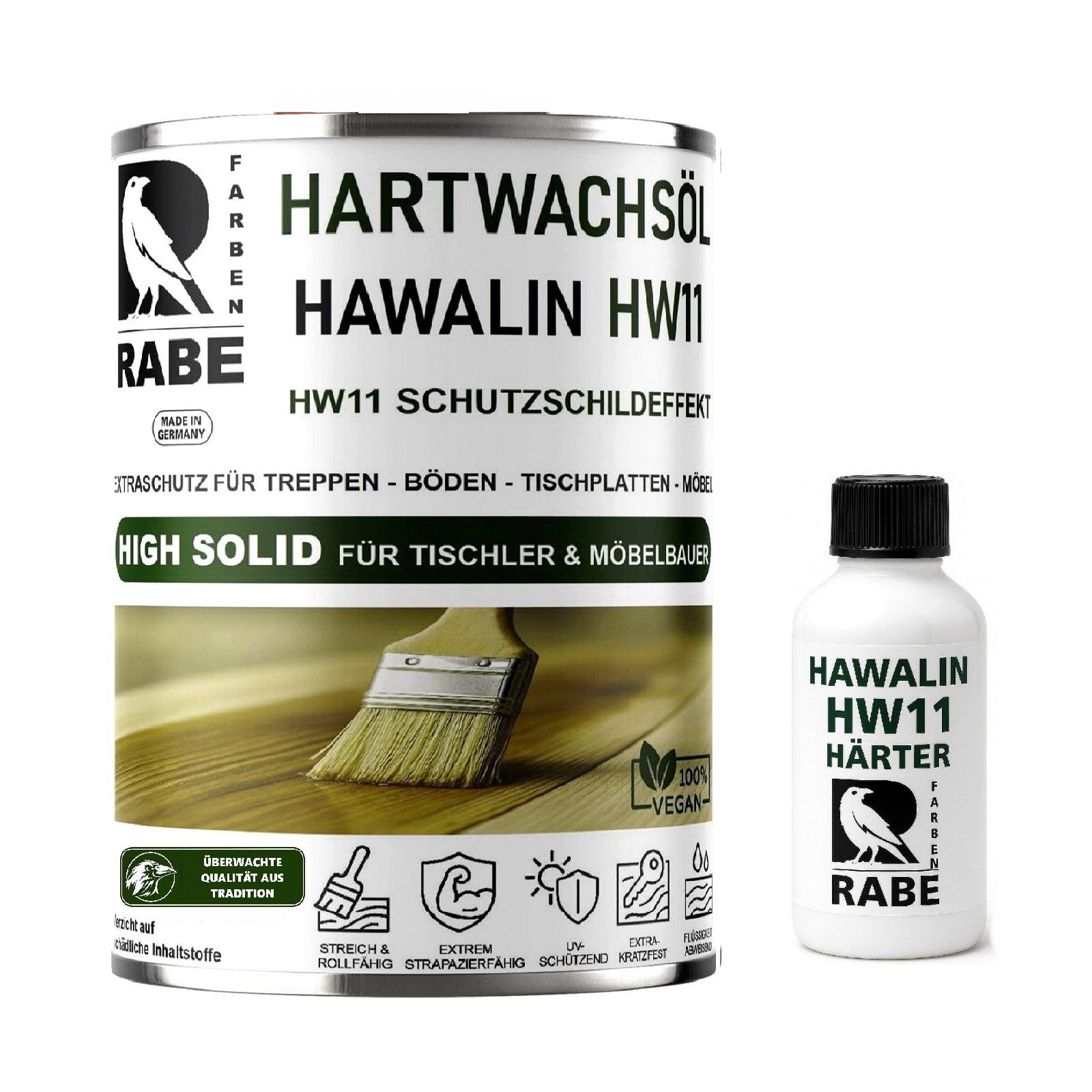 RABE - 2K Hartwachsöl mit Härter High Solid Leicht WEIß seidenmatt Parkett Möbel