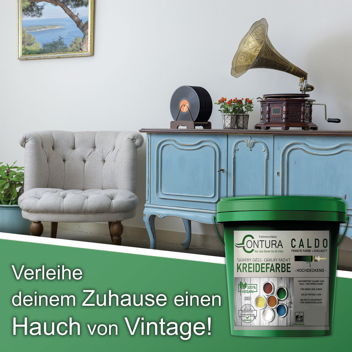 Contura Kreidefarbe Shabby Chic Möbellack Lack Möbel Farbe Holzlack Natur 5Kg.