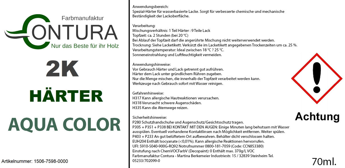 Contura 2K Buntlack Lackfarbe Lack Außen Innen Holz Metall 2 Komponenten Farbe Set mit Härter Holzlack Möbellack - Farbmanufaktur Contura Berkemeier - Farbmanufaktur Contura Berkemeier