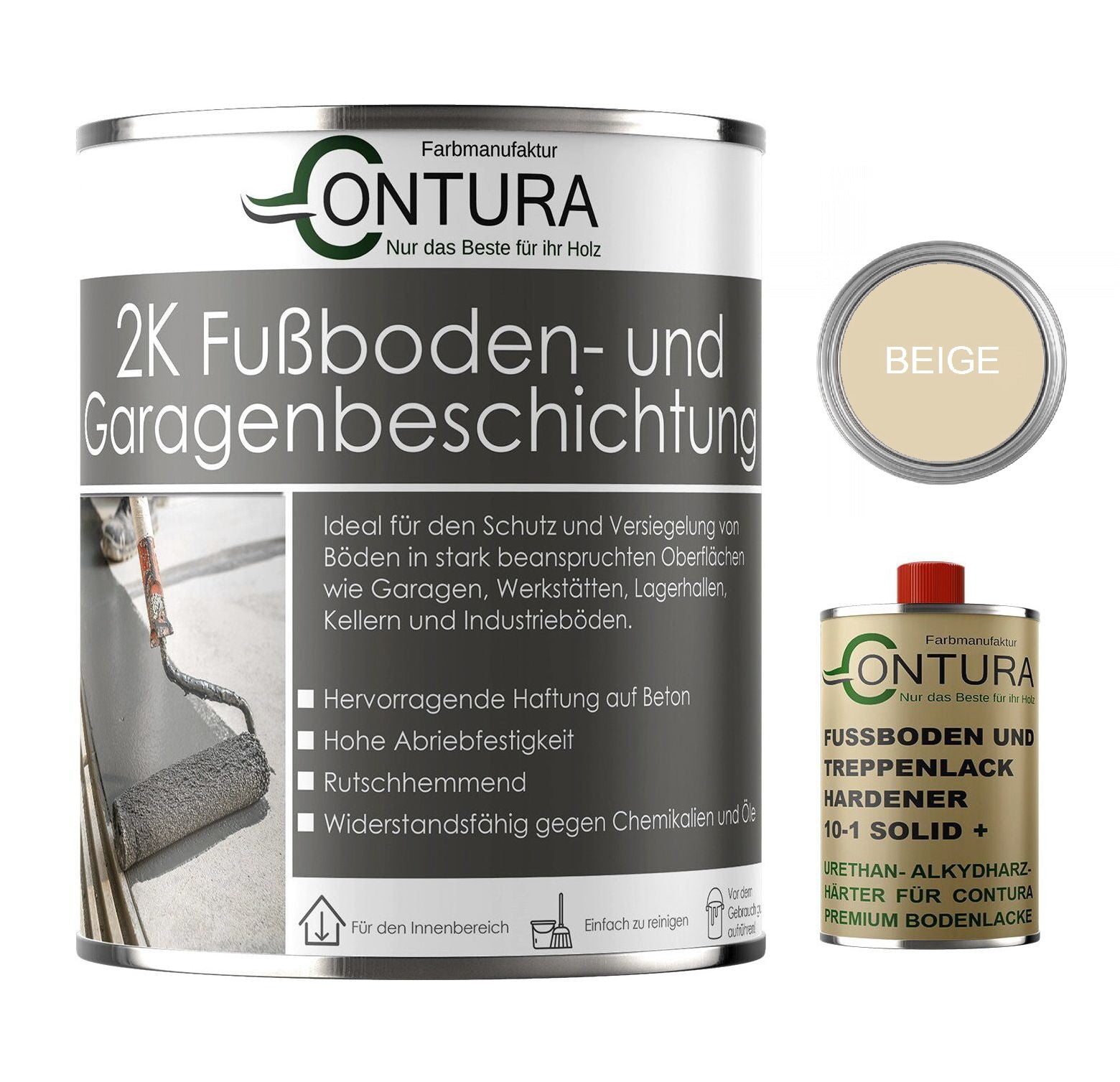 Contura 2K Bodenfarbe SEIDENMATT Betonfarbe Garagenfarbe Kellerboden Fussbodenlack - Farbmanufaktur Contura Berkemeier - Farbmanufaktur Contura Berkemeier