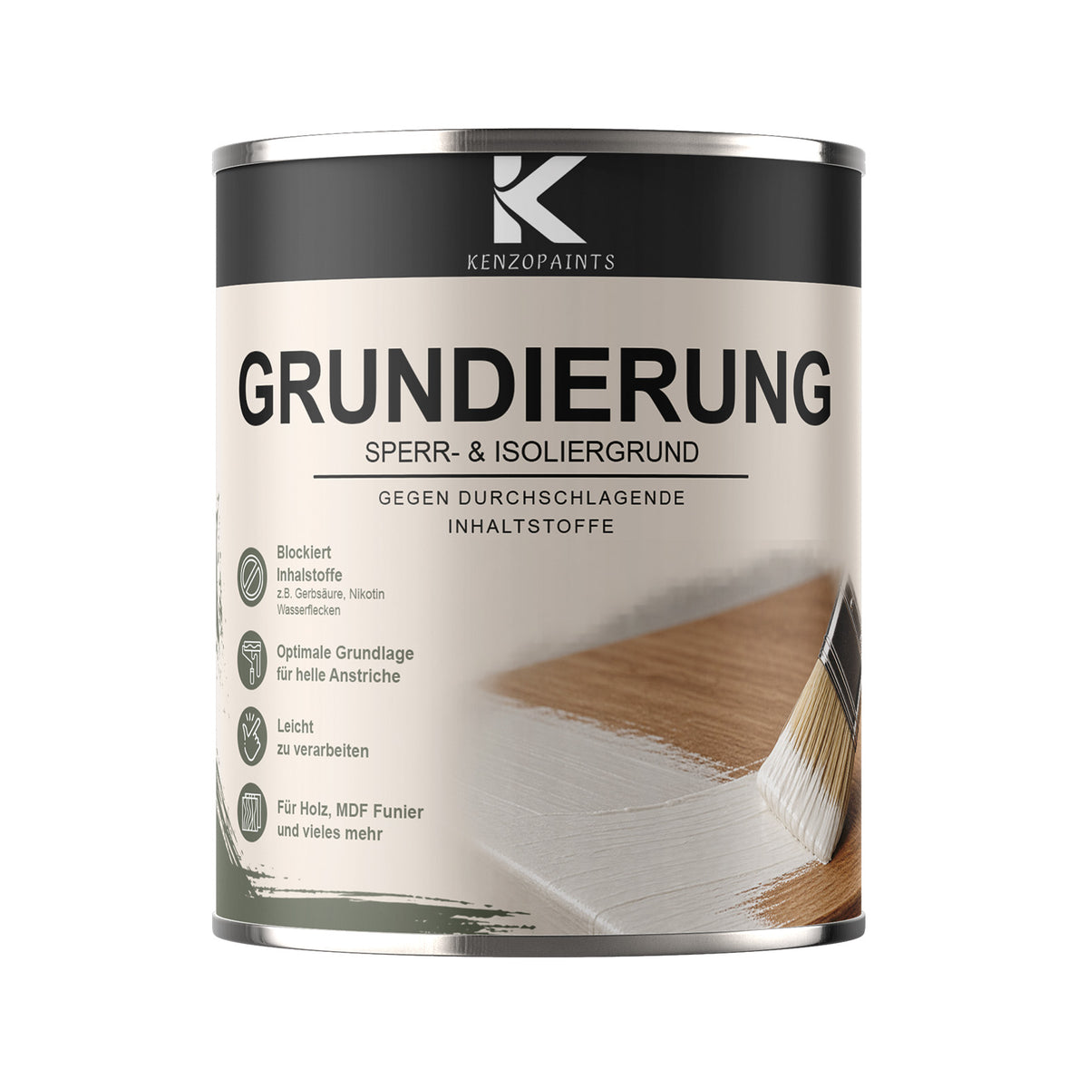 Kenzopaints Grundierung Sperrgrund Isoliergrund für Holz, MDF & Möbel