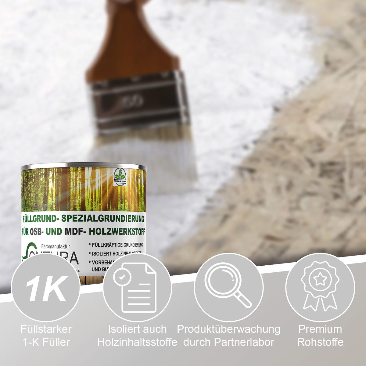 Contura Füllgrund Grundierung Füller weiß OSB MDF Spanplatte Holz Holzfaserplatte - Farbmanufaktur Contura Berkemeier - Farbmanufaktur Contura Berkemeier