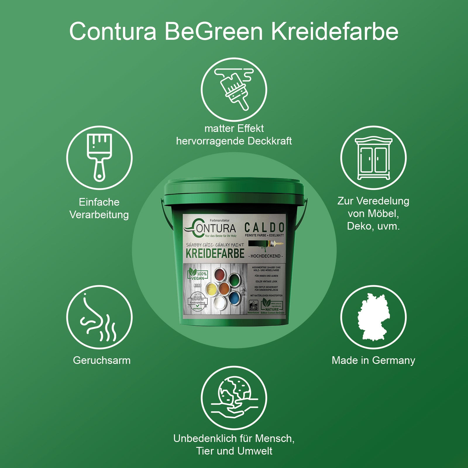 Contura BeGreen 1Kg. Kreidefarbe Shabby Chic Möbellack Lack Möbel Farbe Holzlack Natur … - Farbmanufaktur Contura Berkemeier - Farbmanufaktur Contura Berkemeier