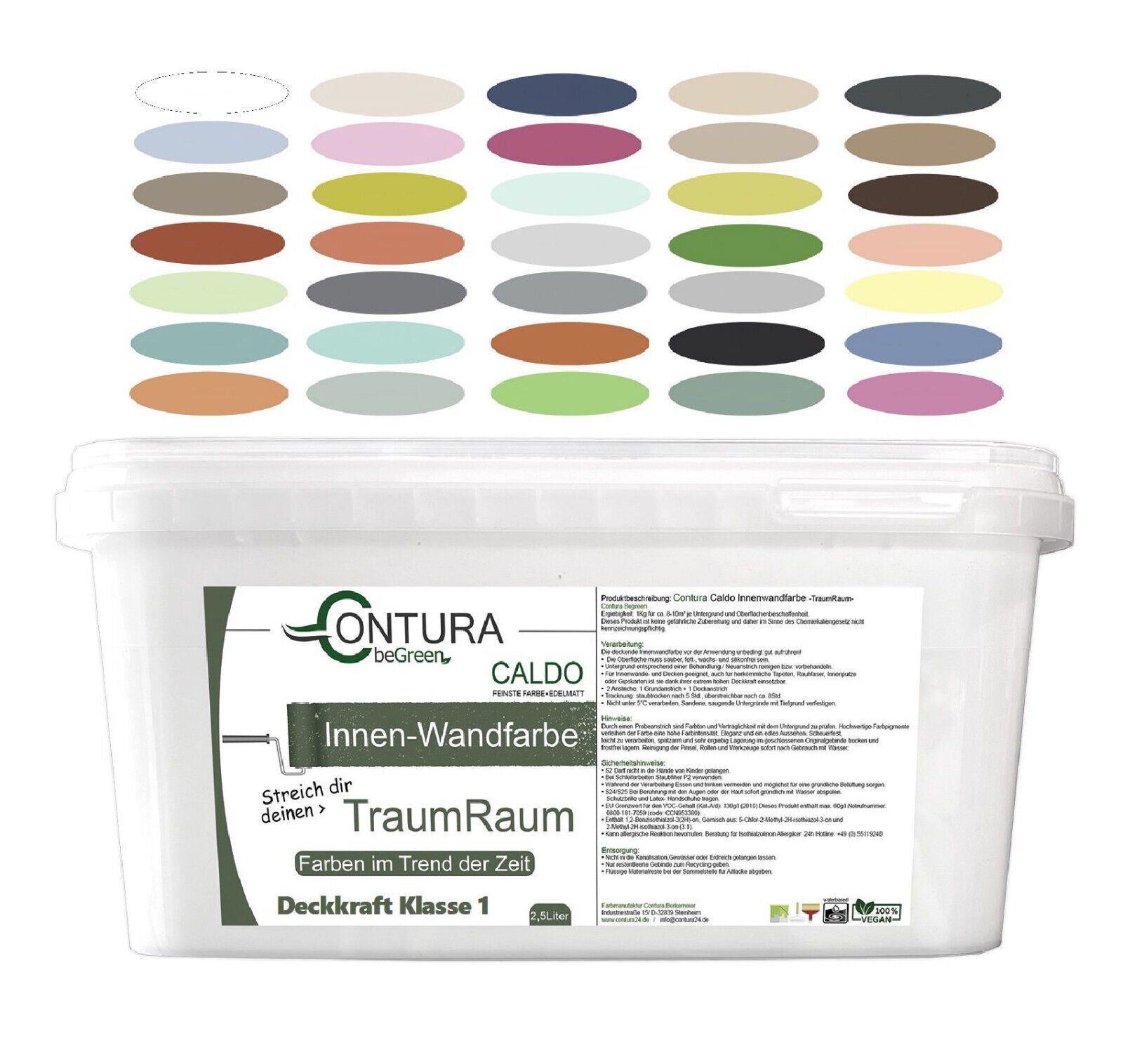 Contura Caldo BeGreen Wandfarbe 10 Liter - Farbmanufaktur Contura Berkemeier - Farbmanufaktur Contura Berkemeier