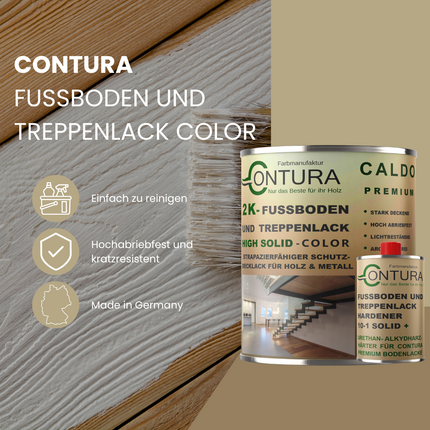-POS- 2K Fussbodenlack Treppenlack Farbe Buntlack Seidenmatt Dielenlack Parkettlack - Farbmanufaktur Contura Berkemeier - Farbmanufaktur Contura Berkemeier