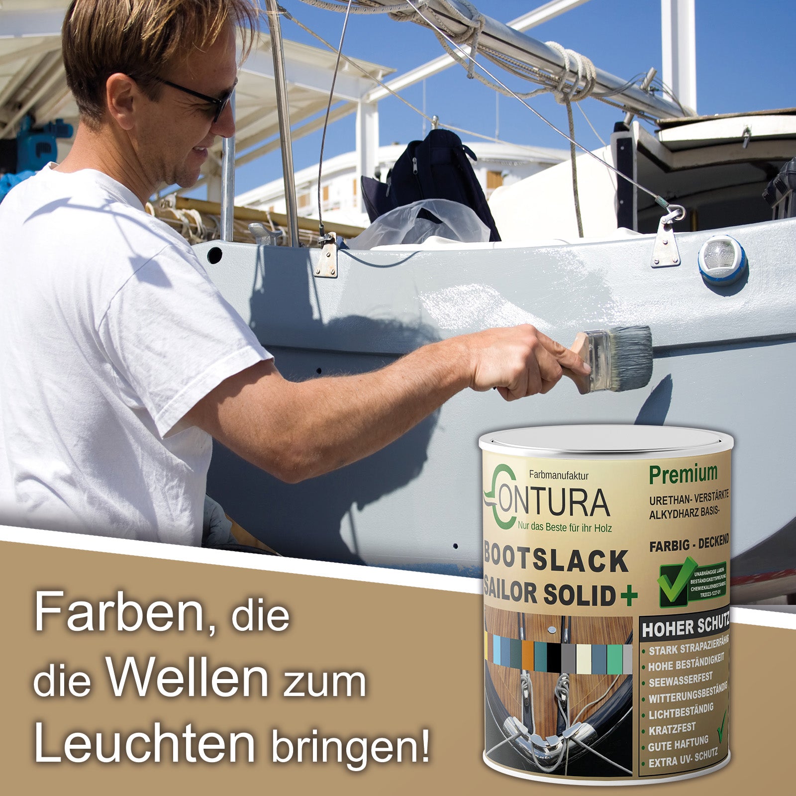 Contura Bootslack Farbig SEIDENMATT Yacht- Buntlack Metall Holz GFK Holzlack Boot Farblos - Farbmanufaktur Contura Berkemeier - Farbmanufaktur Contura Berkemeier