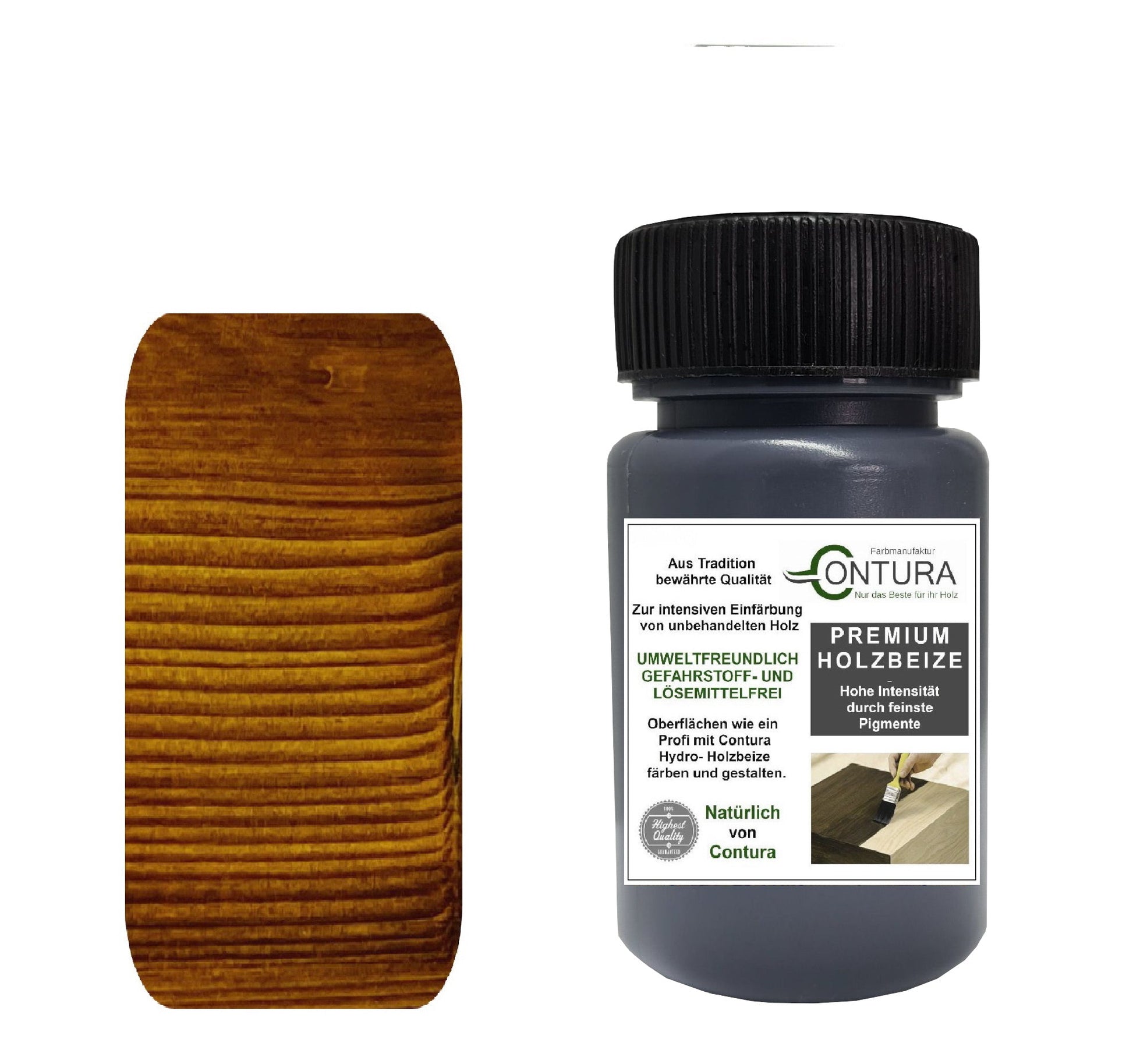 Contura Holzbeize Tischler Beize 50ml. Beizprobe Pinselflasche Holz Farbe Wasserbeize Parkett Antik Möbel Holzfarbe - Farbmanufaktur Contura Berkemeier22609